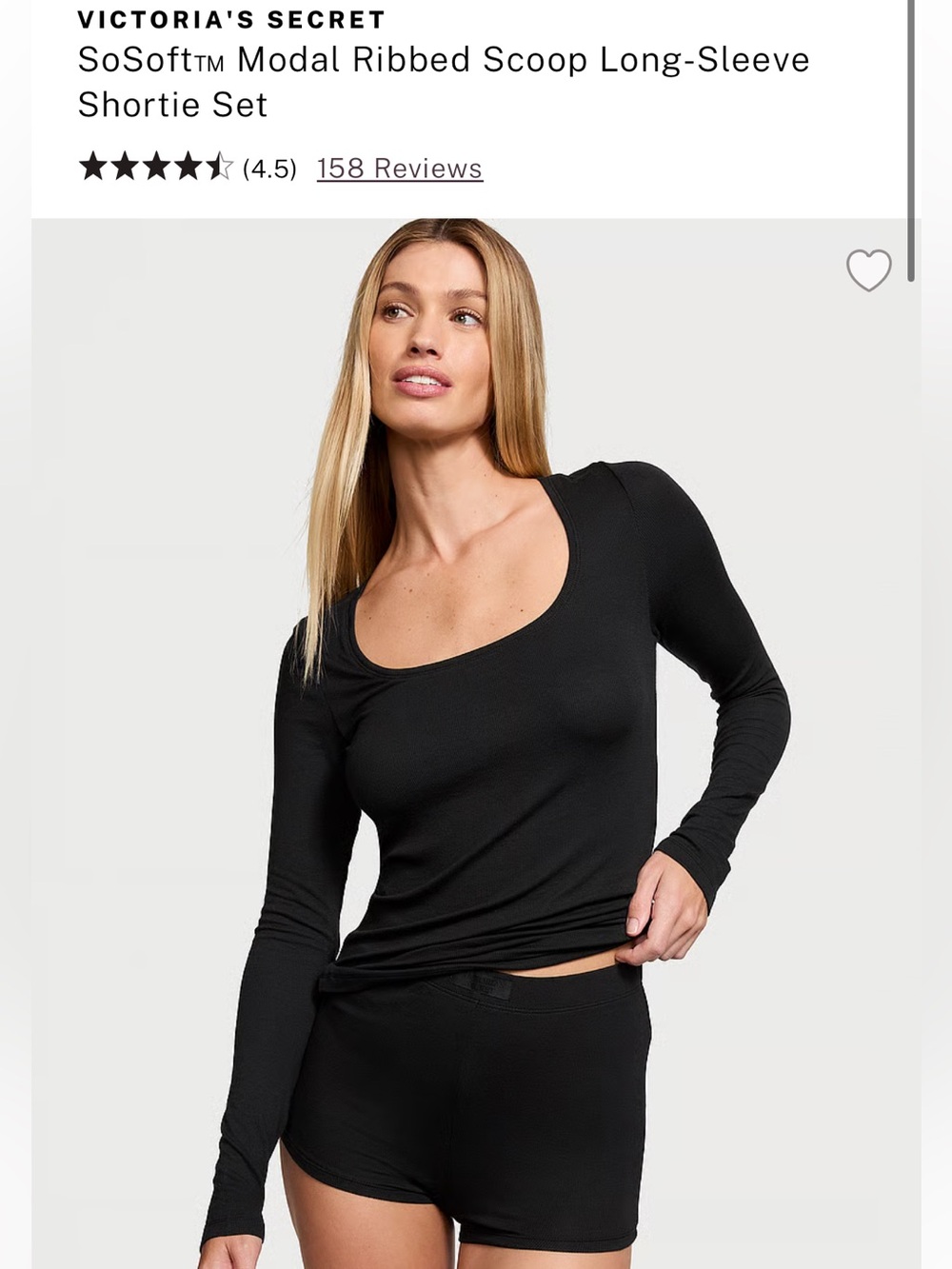 Victorias Secret Modal Ribbed Long Sleeve Shortie Set